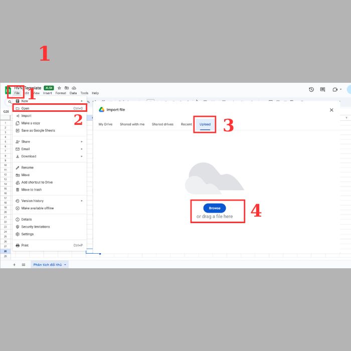 Cách tải file Excel lên Google Sheets mới