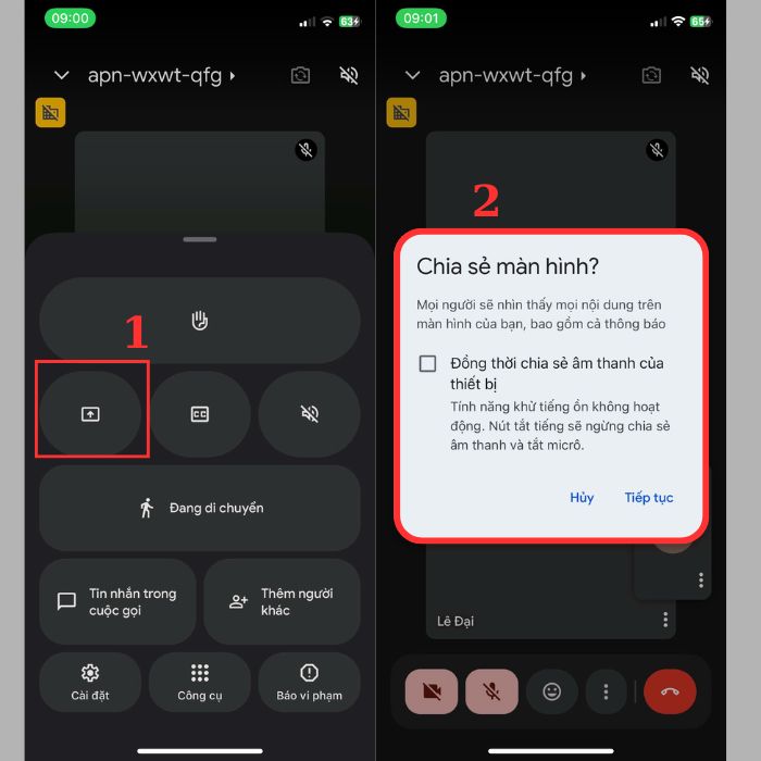Cách chia sẻ màn hình trên Google Meet cho điện thoại, máy tính bảng