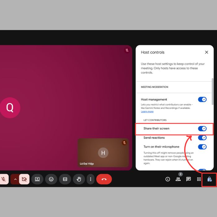 Cách chặn Người khác sử dụng tính năng chia sẻ màn hình trên Google Meet