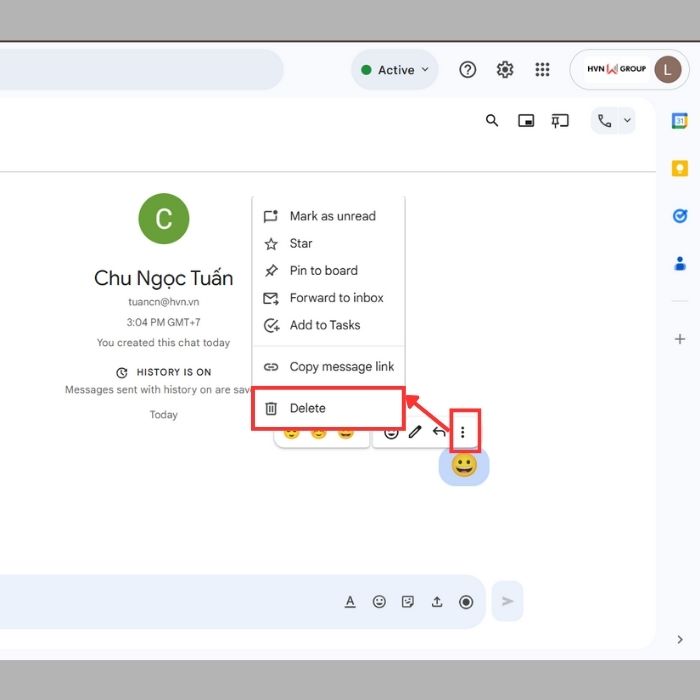 cách xóa tin nhắn trên google chat ở máy tính