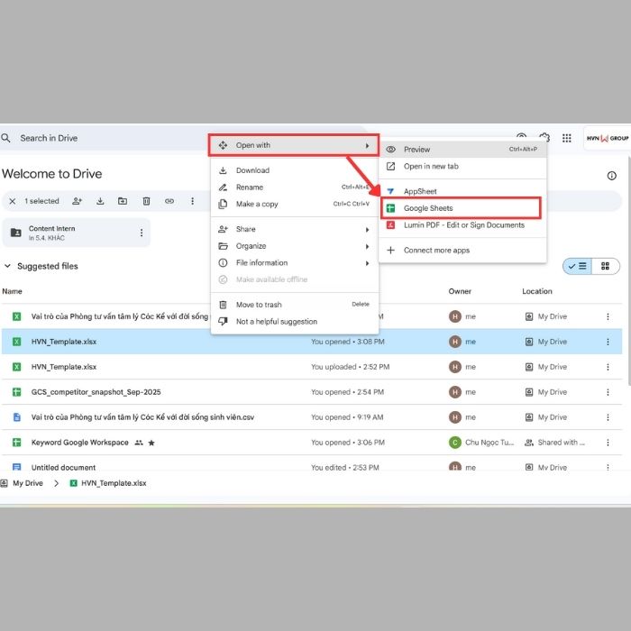 Upload file Excel lên Google Sheets thông qua Google Drive