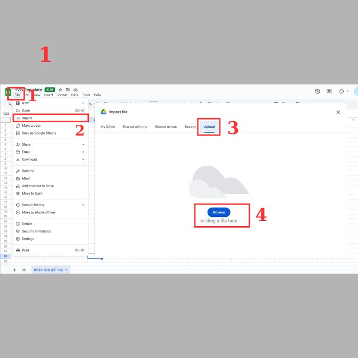 Cách tải file Excel lên Google Sheets có sẵn