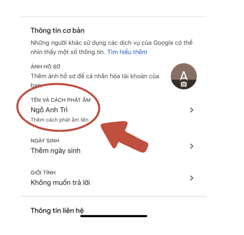 tiến hành đổi tên google meet