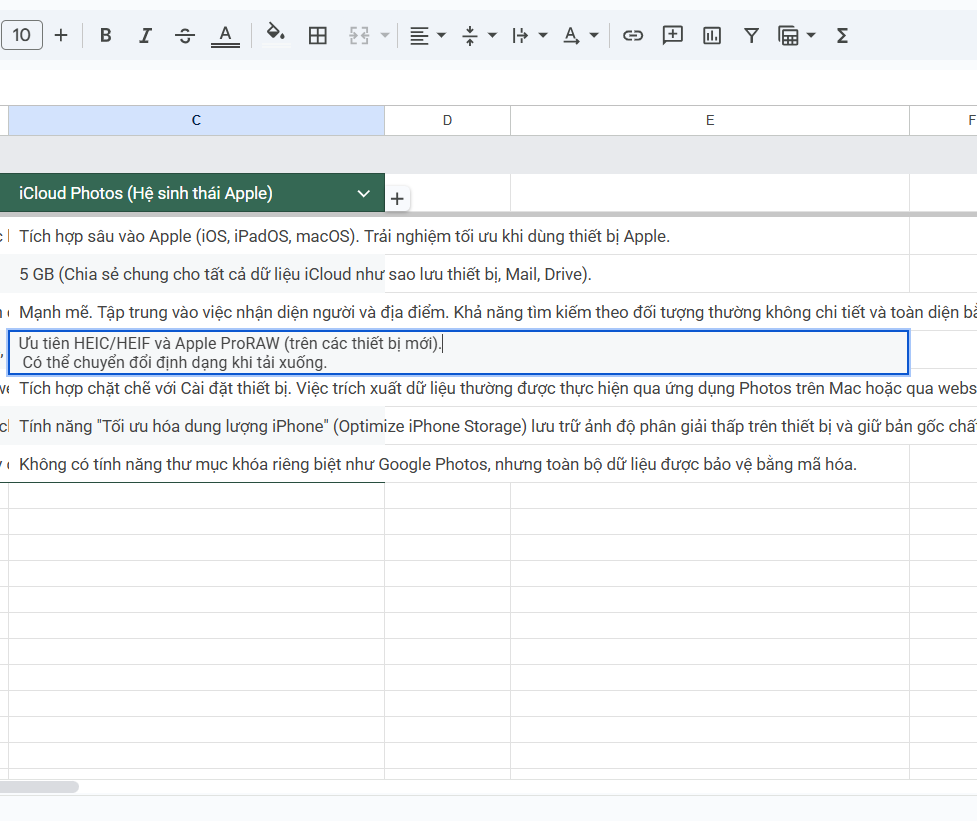 Cách xuống dòng trong 1 ô Google Sheets trên máy tính