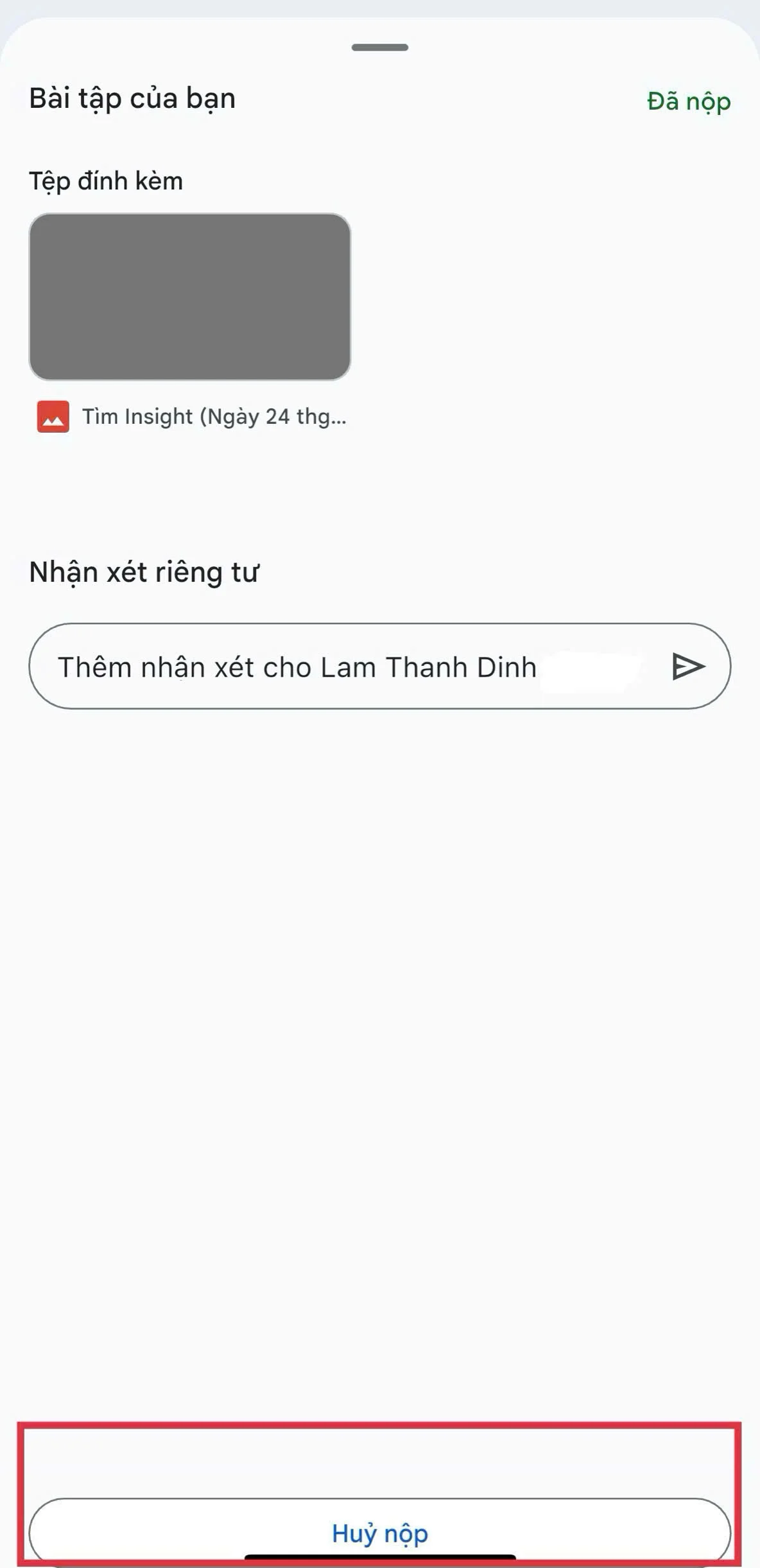 Cách hủy nộp bài tập trên Google Classroom