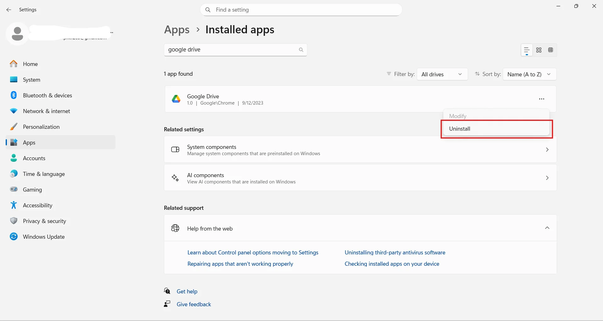 Cách xóa Google Drive trên máy tính hệ điều hành Windows