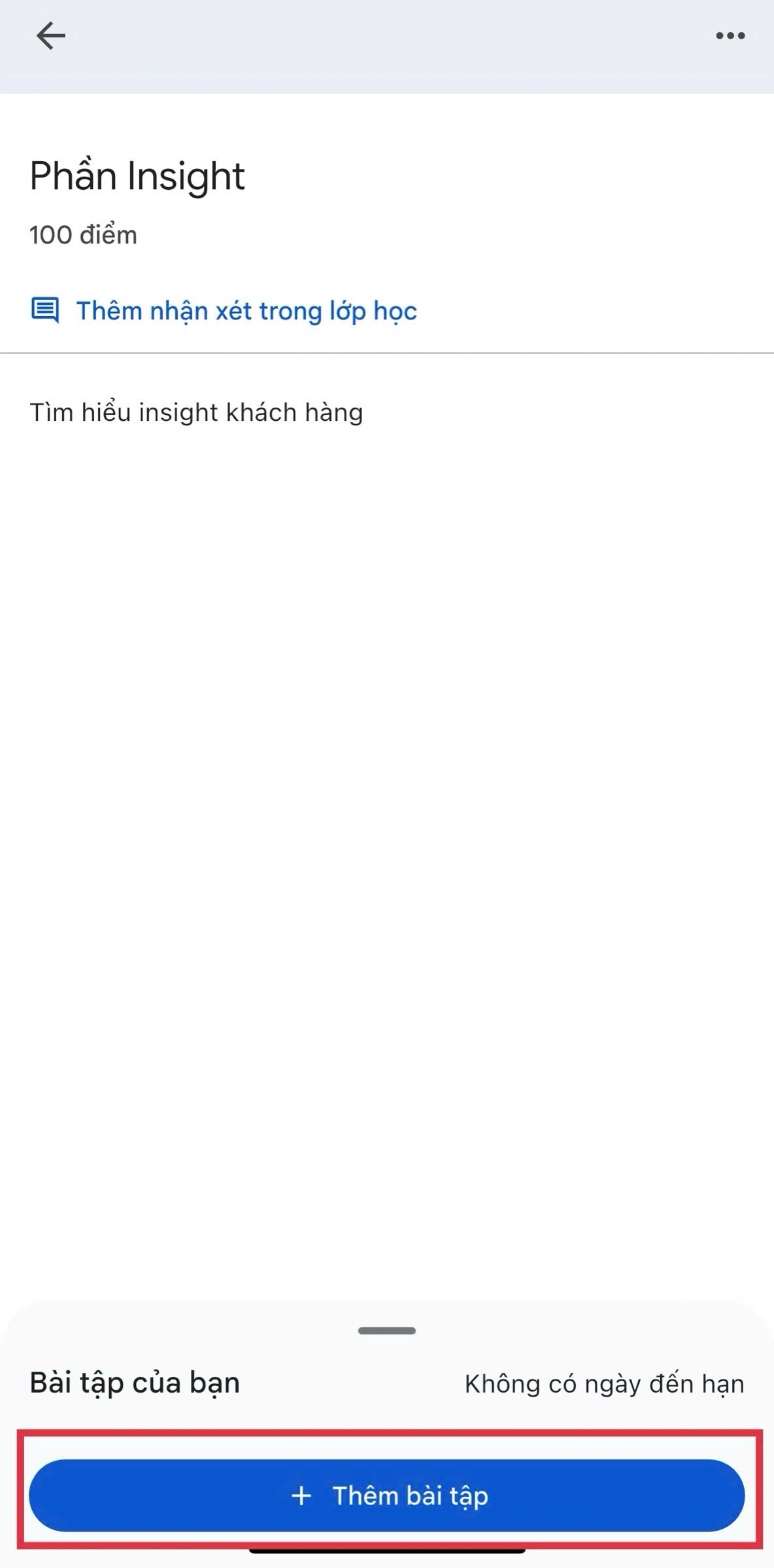 Thêm bài tập bằng điện thoại trên Google Classroom
