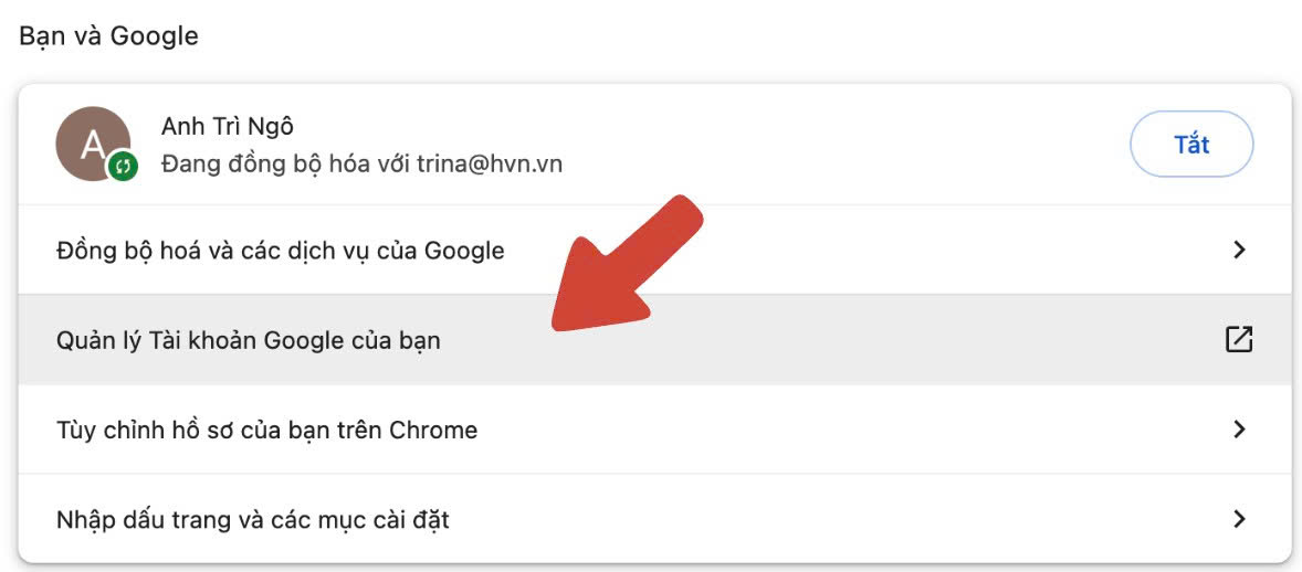 quản lý tài khoản google