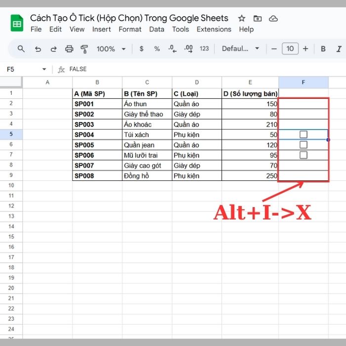 Hướng dẫn cách tạo ô tick trong Google Sheets