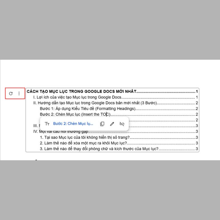 Hướng dẫn tạo mục lục trong GG Docs bản mới nhất