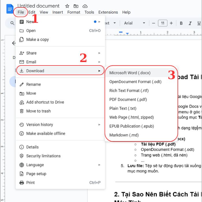 Hướng dẫn 05 bước download tài liệu từ Google Docs trên máy tính