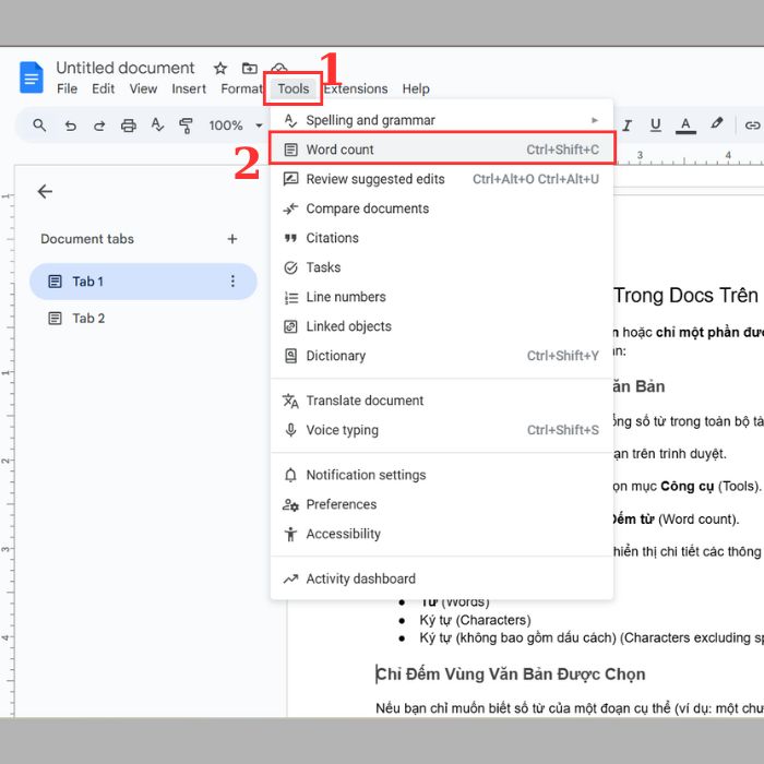 Hướng Dẫn Cách Đếm Từ Trong Docs Trên Máy Tính