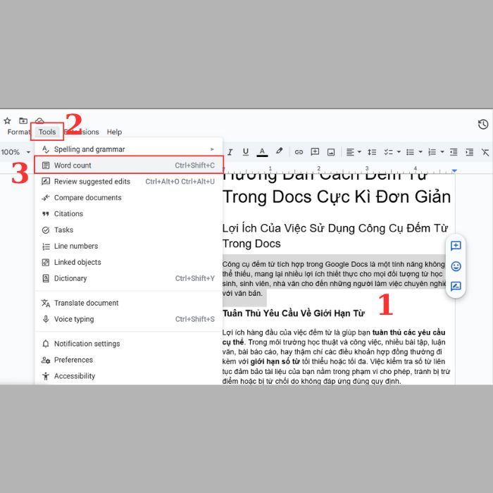 Hướng Dẫn Cách Đếm Từ Trong Docs Trên Máy Tính