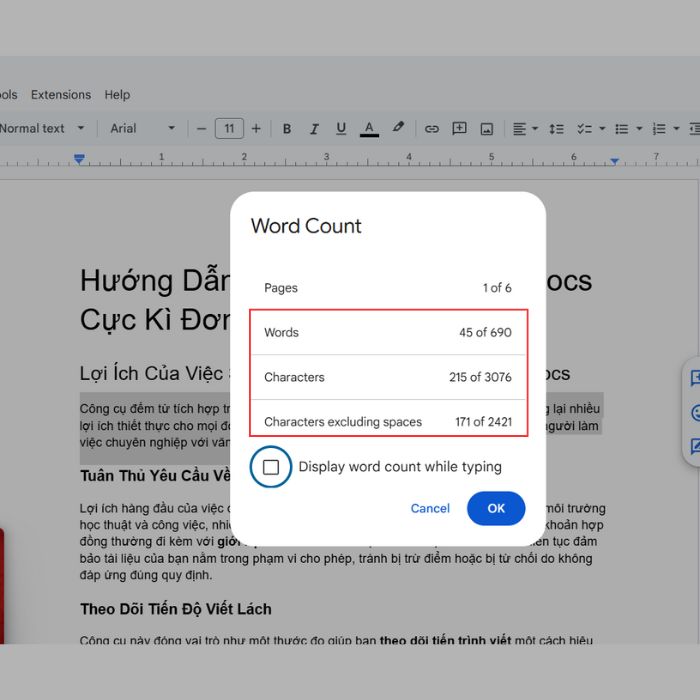 Hướng Dẫn Cách Đếm Từ Trong Docs Trên Máy Tính