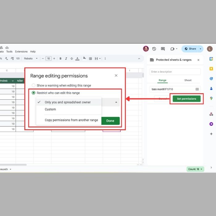 Cách khóa công thức trong Google Sheets