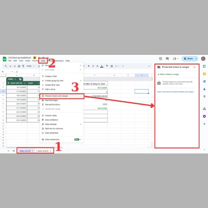 Cách khóa công thức trong Google Sheets