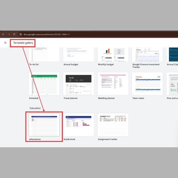 Tạo bảng điểm danh trên Google Sheets bằng Thư viện Mẫu