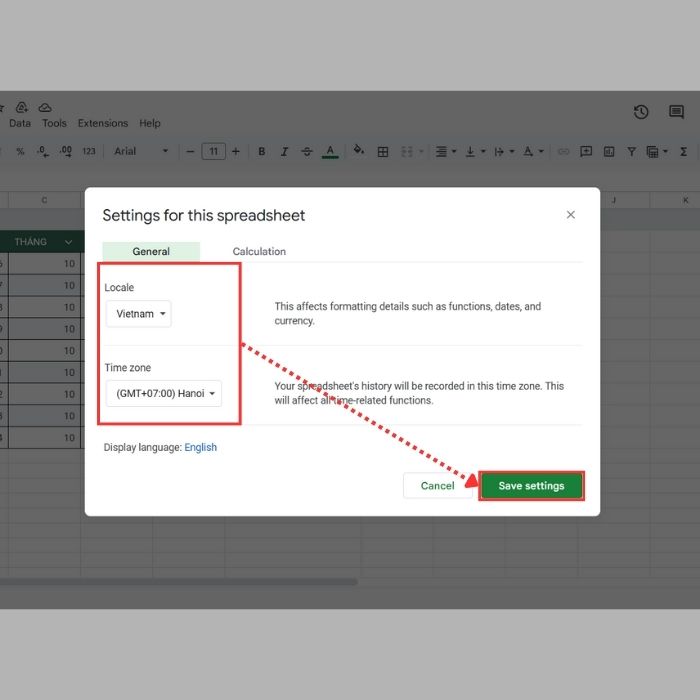 Cách thay đổi mặc định định dạng ngày trong Google Sheets