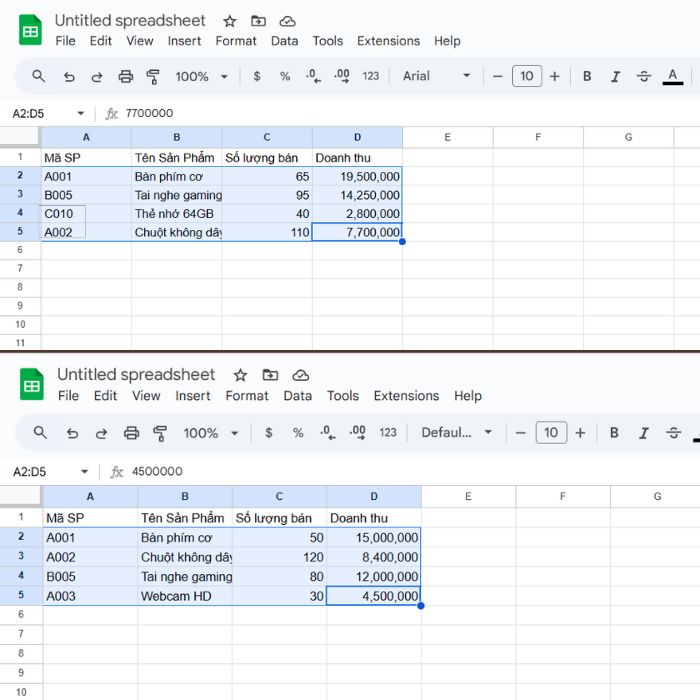 Gộp nhiều Sheet thành 1 Sheet trong Google Sheets bằng phương pháp Thủ công: Copy và Paste
