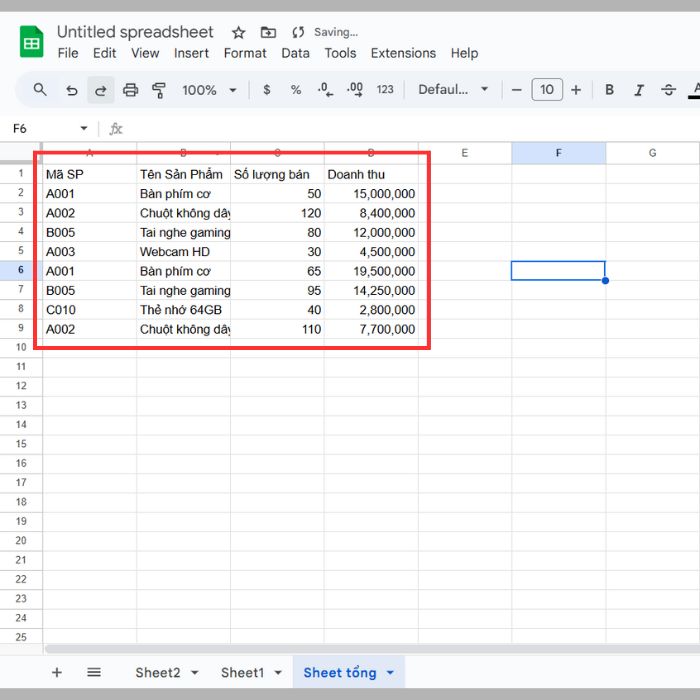 Gộp nhiều Sheet thành 1 Sheet trong Google Sheets bằng phương pháp Thủ công: Copy và Paste
