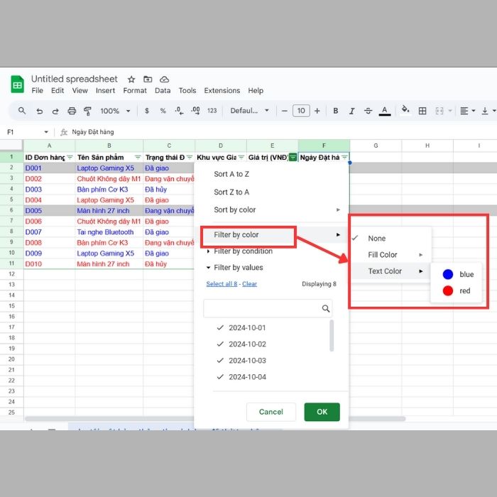 Hướng dẫn cách lọc dữ liệu trong Google Sheets