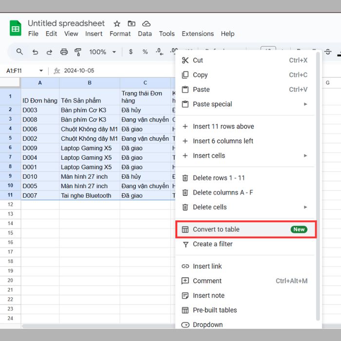 Hướng dẫn cách tạo bộ lọc trong Google Sheets bằng máy tính