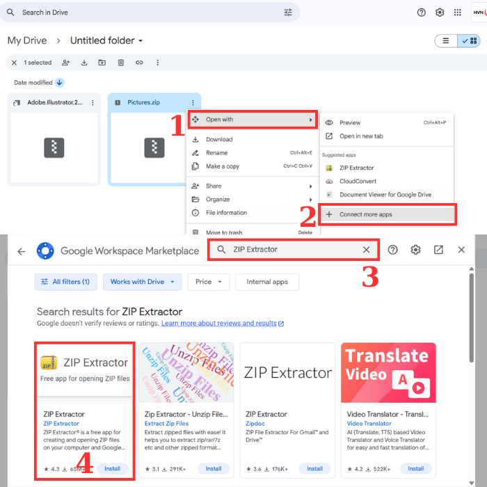 Hướng dẫn mở tệp nén trong Google Drive
