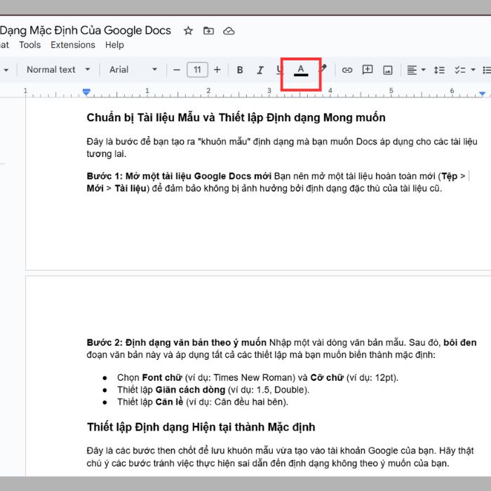 Hướng dẫn thay đổi Định dạng mặc định của Google Docs