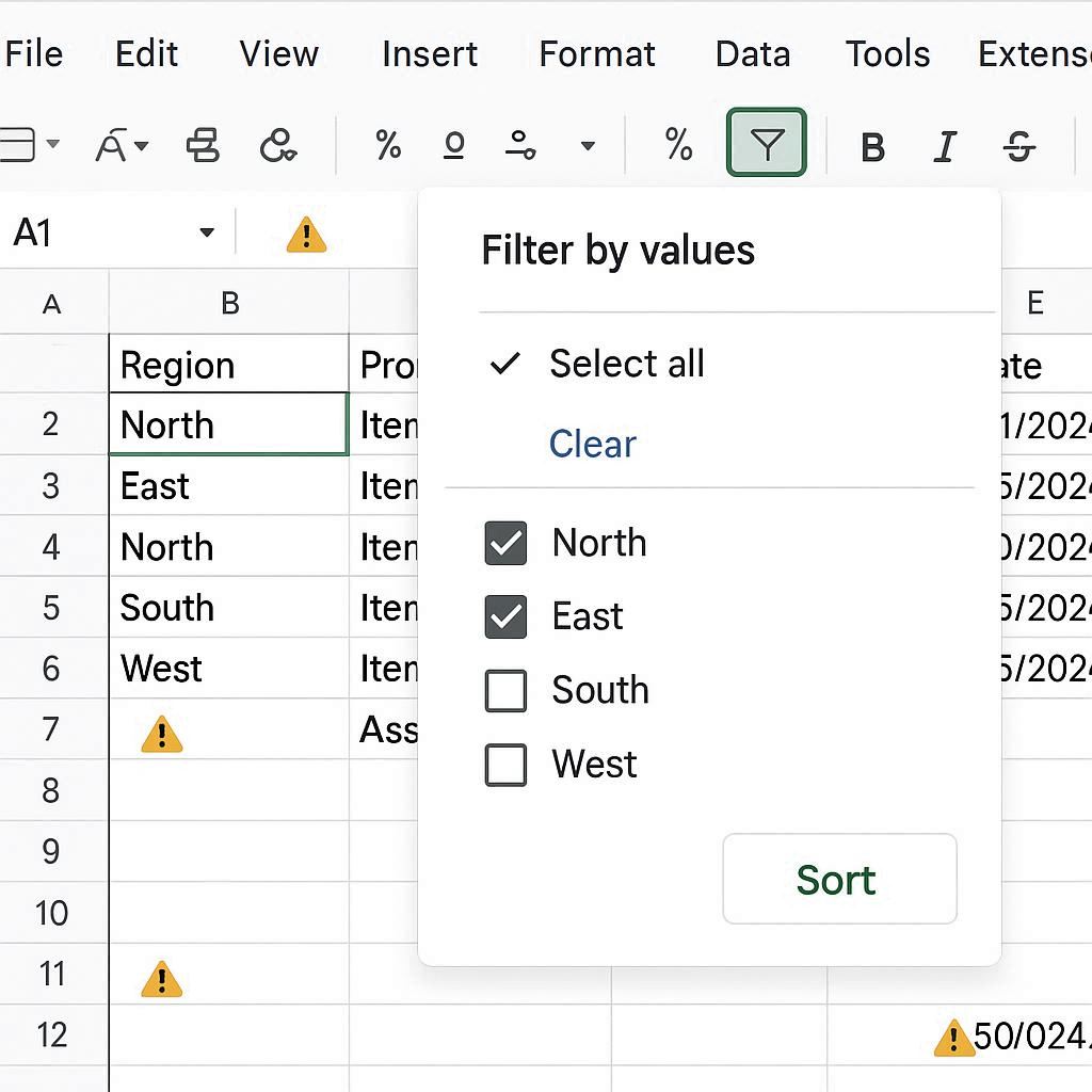 Một số lưu ý khi tạo bộ lọc trong Google Sheets