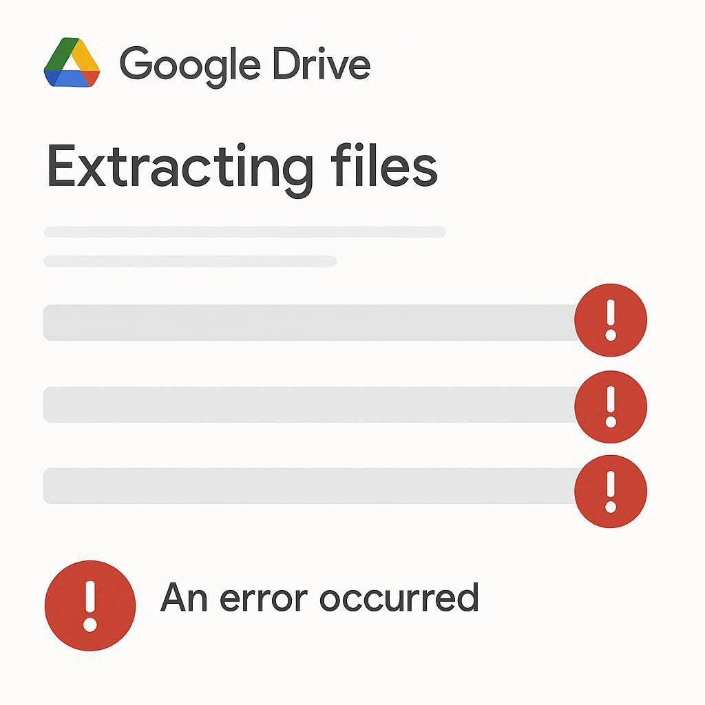 Một vài lỗi khi giải nén file RAR trên Google Drive