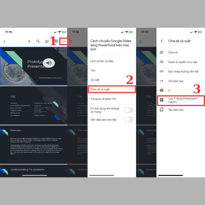 Cách chuyển Google Slides sang PowerPoint trên điện thoại