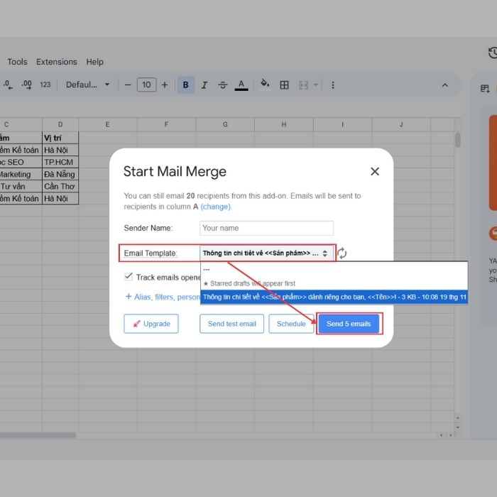 Cách gửi Mail hàng loạt bằng Mail Merge