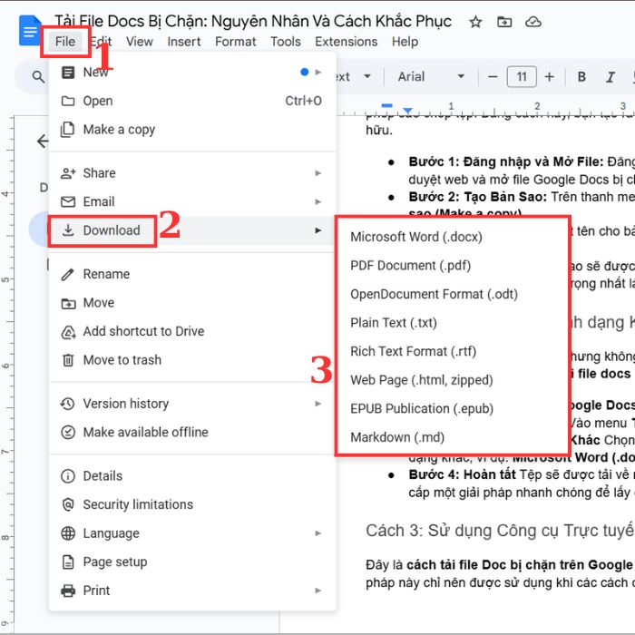 Cách khắc phục trường hợp tải file Docs bị chặn