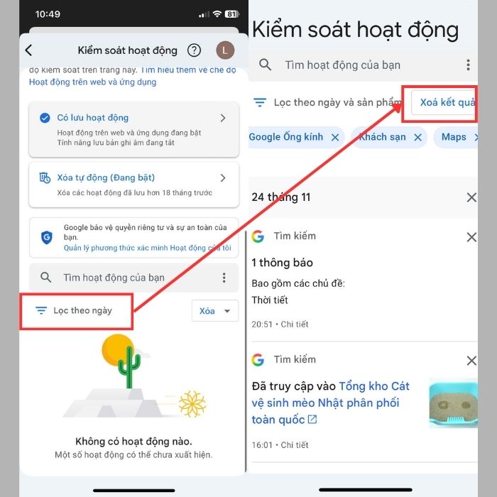 Cách xóa lịch sử giọng nói Google trên Điện thoại