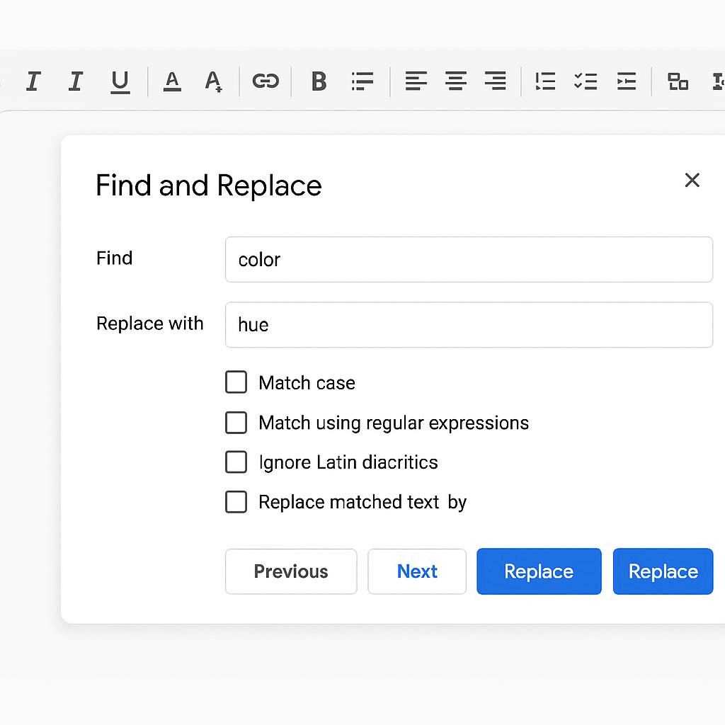 Một vài lưu ý khi sử dụng tính năng tìm và thay thế trong Google Docs