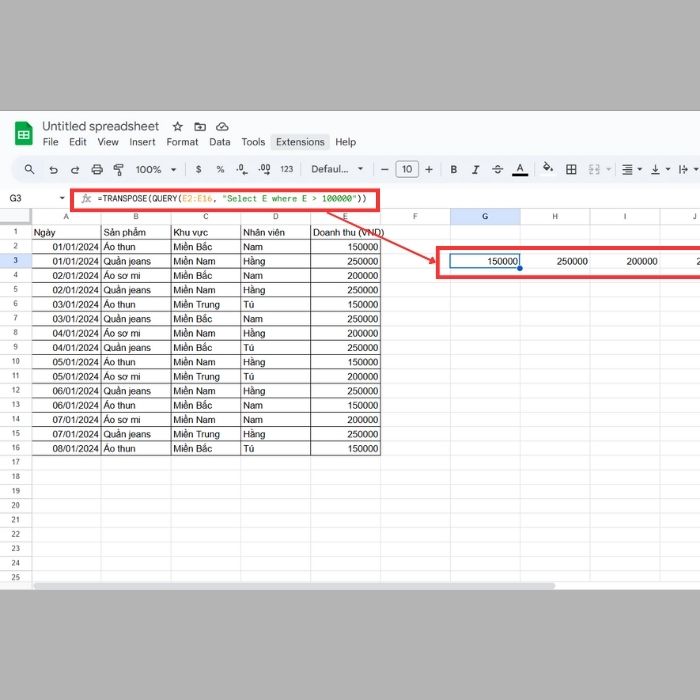 Cách chuyển cột thành hàng trong Google Sheets từ Cơ bản đến Nâng cao
