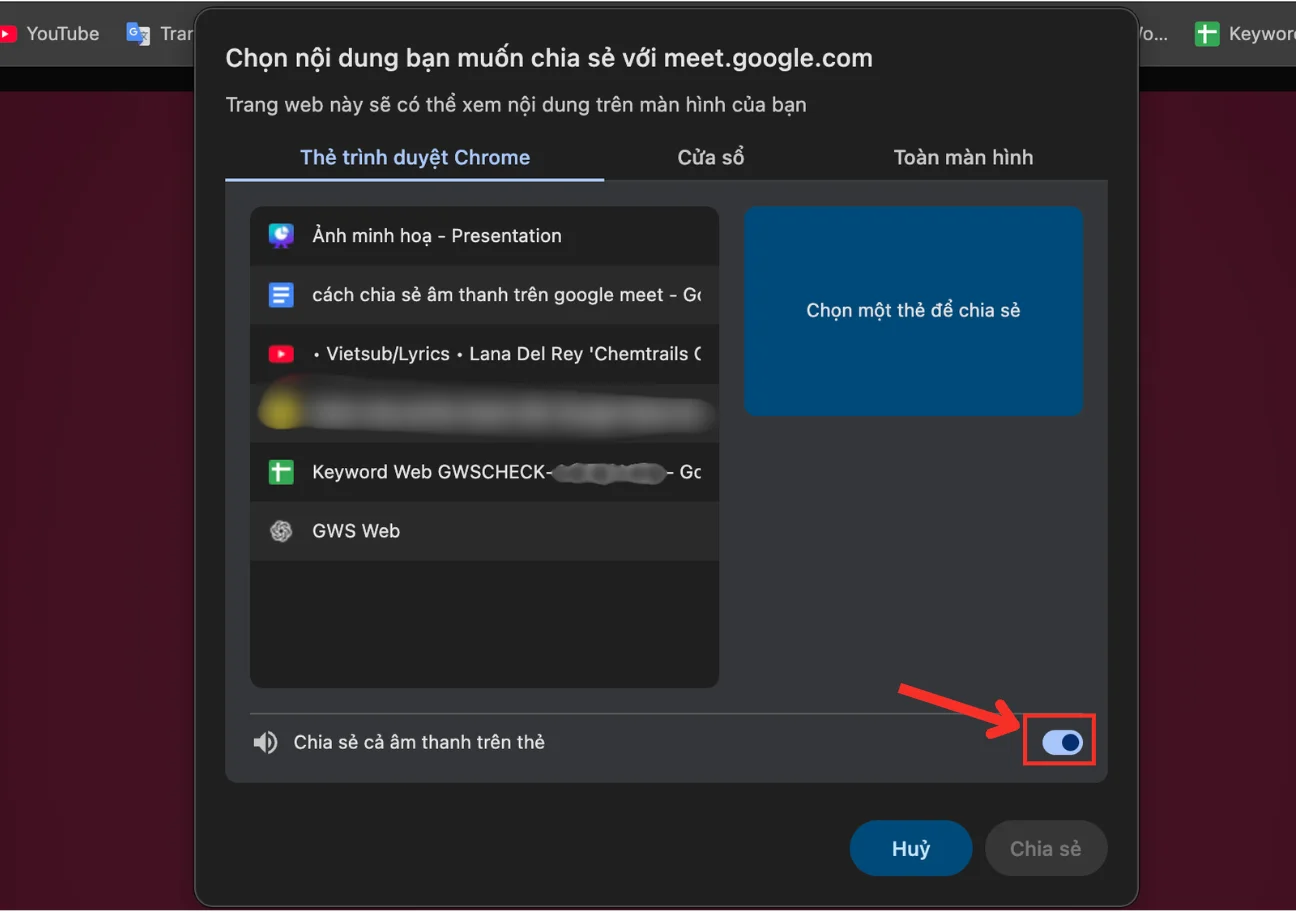 Cách chia sẻ âm thanh trên Google Meet bằng máy tính