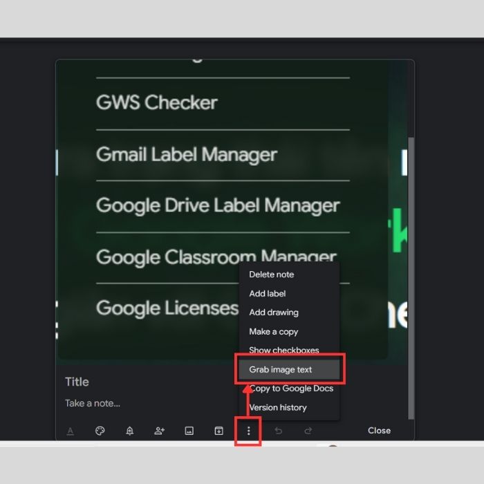 Google Keep chuyển hình ảnh thành văn bản trên máy tính