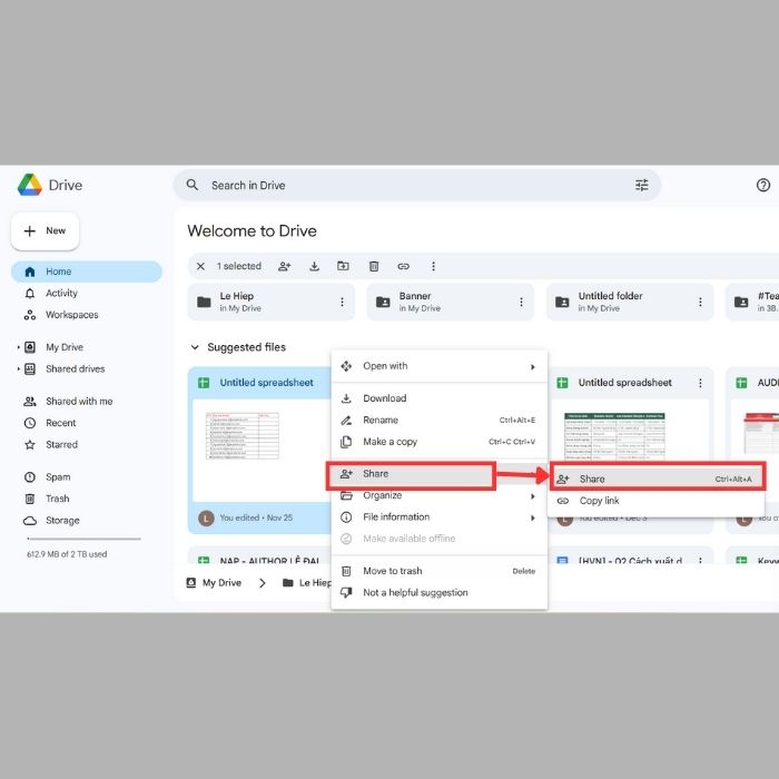 Hướng dẫn cách chuyển chủ sở hữu Google Drive trên máy tính