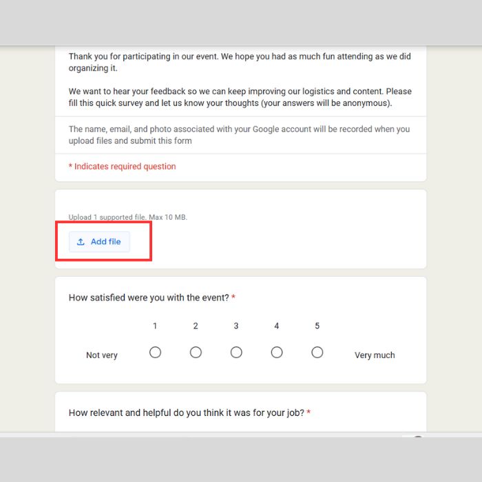 Hướng dẫn cách tải tệp lên Google Forms