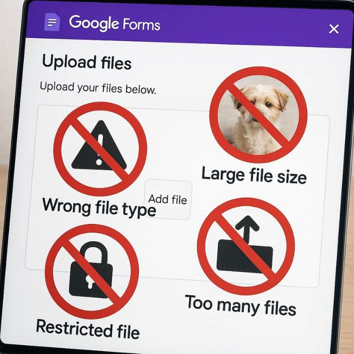 Những lỗi thường gặp khi tải tệp lên Google Forms