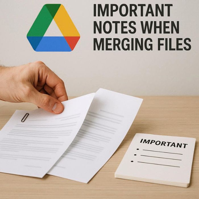 Những lưu ý quan trọng khi tiến hành gộp file Drive