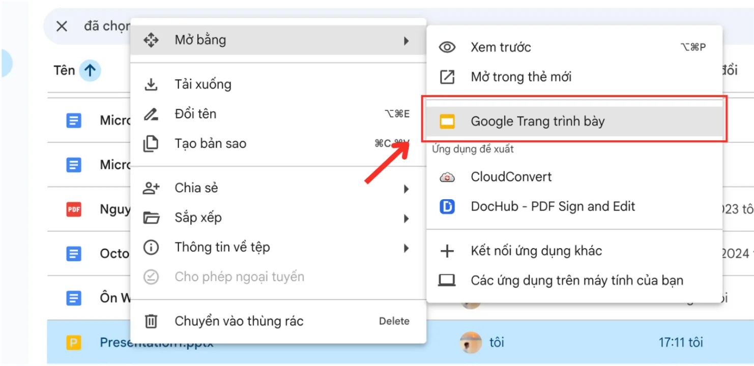 Tải PowerPoint lên Google Slide bằng Google drive