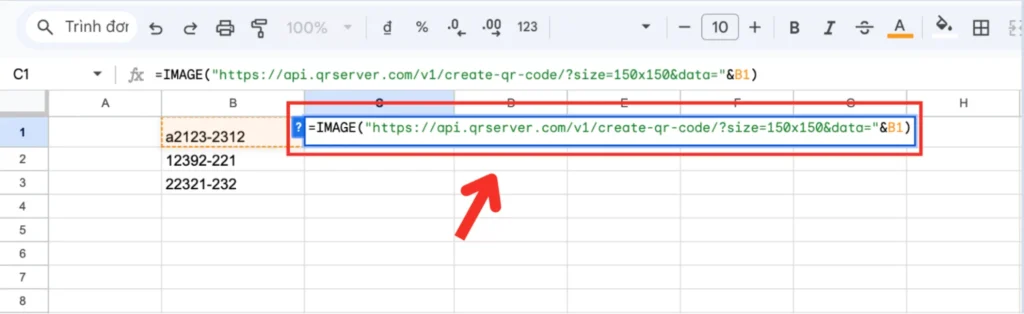 Tạo mã vạch QR Code trong Google Sheets