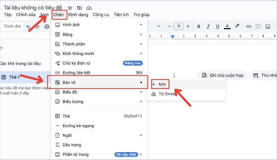 Cách tạo đường viền trên Google Docs bằng công cụ Vẽ (Drawing)