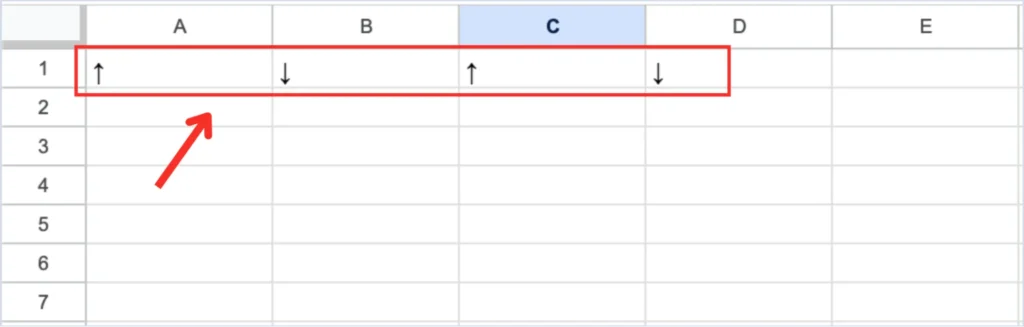 Cách tạo mũi tên tăng giảm trong Google Sheets bằng cách Copy – Paste