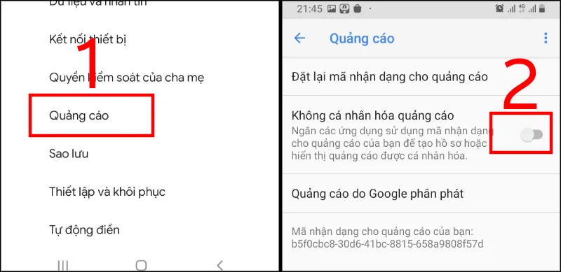 Cách tắt chặn quảng cáo trên điện thoại hệ điều hành Android