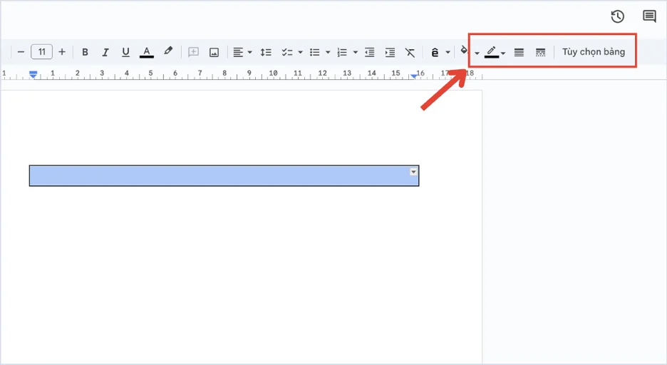 Cách thêm đường viền trong Google Docs bằng Bảng (Table)