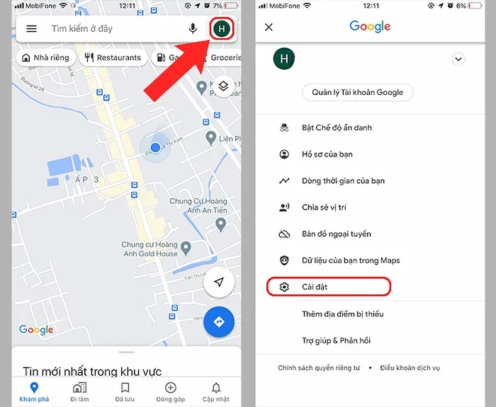 Cách xóa lịch sử tìm kiếm Google Maps trên điện thoại iPhone