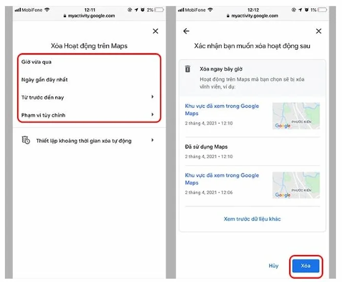 Cách xóa lịch sử tìm kiếm Google Maps trên điện thoại iPhone